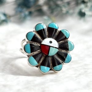 ズニ族（Zuni）サンフェイス（Sunface）リング Zuni Sun Face Ring - Etsy