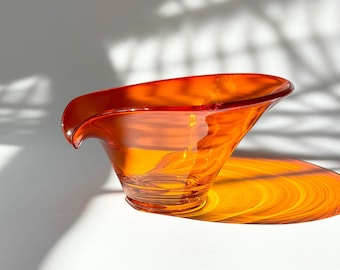 Viking Glass Epic Art Deco Persimmon Lipped Bon Bon Lipped Dish