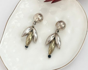 Vintage Gold & Silver Tones Couture Style Statement Earrings