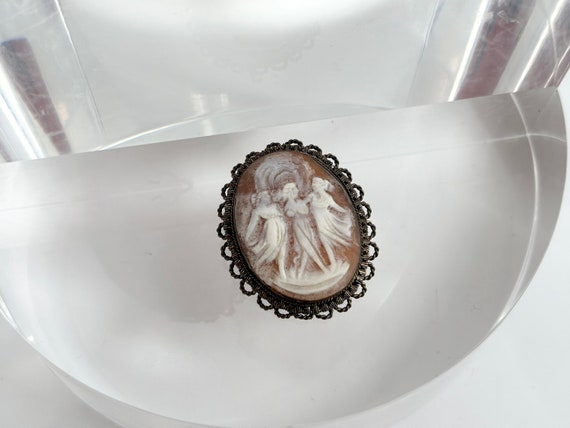Rare Cameo Three Dancing Graces Carved Shell Came… - image 6