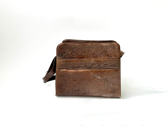 Mexican Made Hand Tooled 1970's Brown Leather Pur… - image 10