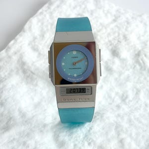 RARE Casio FS-01 2321 PELA Series Blue Film Illuminator Analog / Digital Dual Time Japanese Retro 90's Film Watch image 5