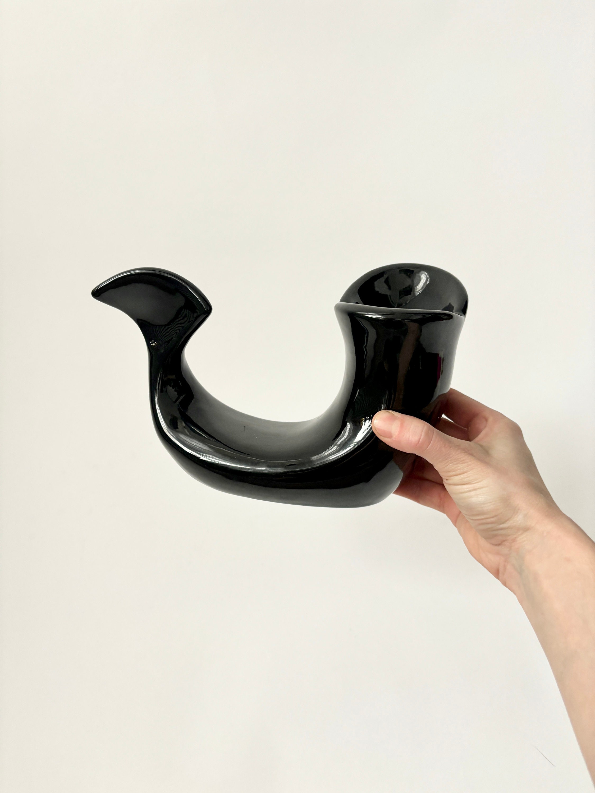 ミッドセンチュリーモダン 魚型 ヴィンテージ セラミック ブラック