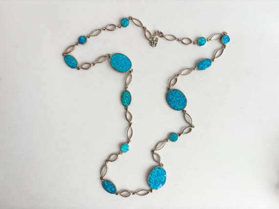 Blue Opal Gemstone Multi Sectioned Solid Sterling… - image 14