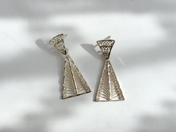Filigree Style Triangular Shaped Dangle Vintage S… - image 6