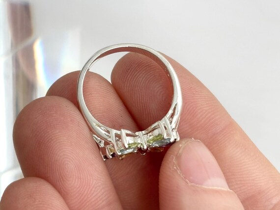 Butterfly Figural Rainbow Gemstone Split Shank St… - image 10