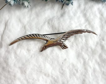 メキシコ製 カモメの彫刻入りスターリングシルバー925ブローチ | ラペルピン