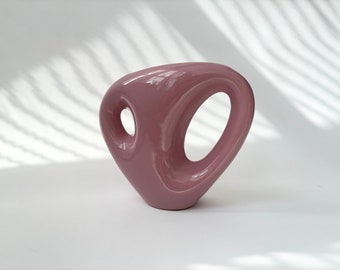 Vintage Midcentury Soft Pink / Mauve Royal Haeger Ceramic Cut Out Vase