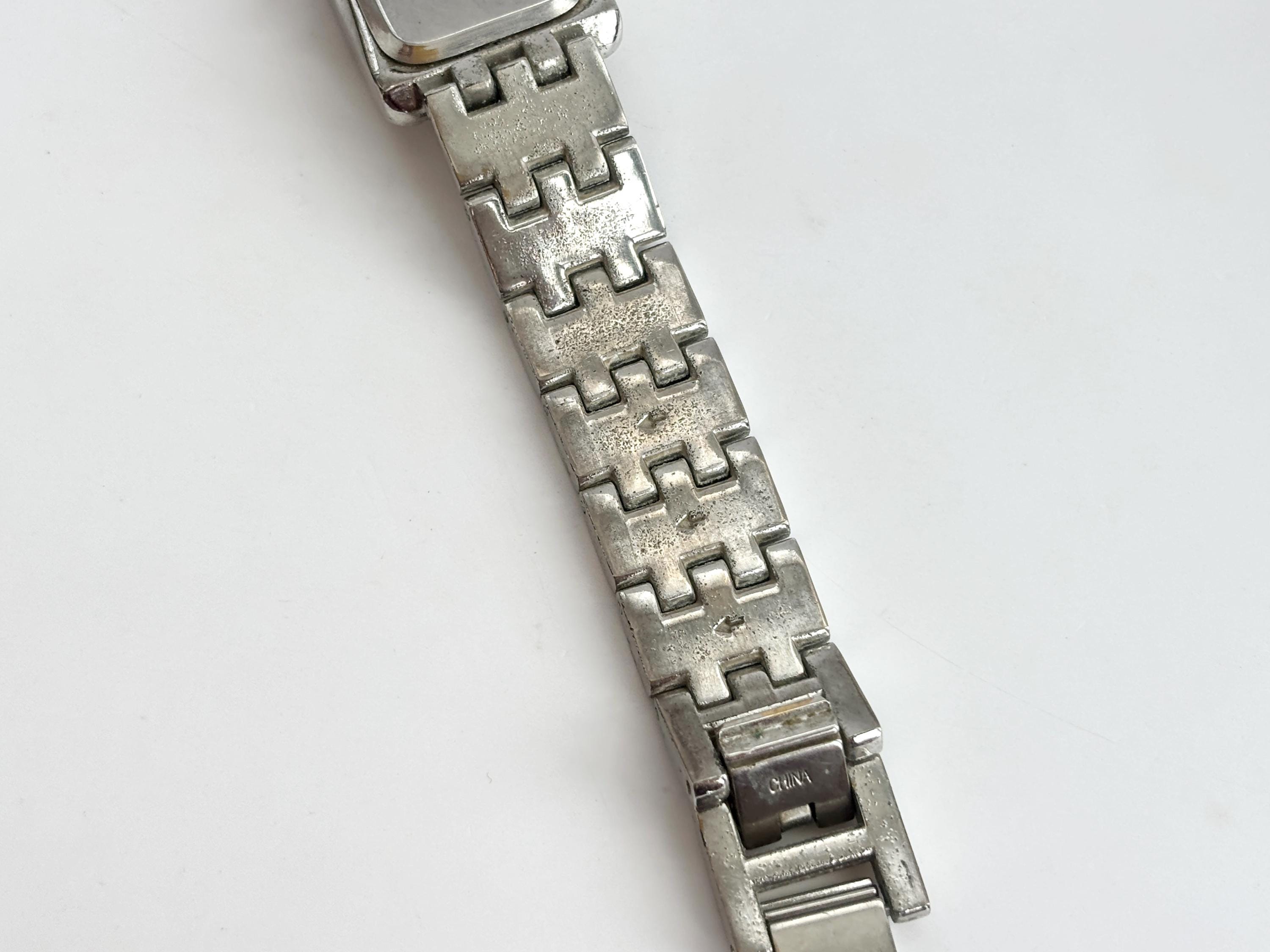 Liz Clairborne Silver Toned LIZ32SG Rhinestone Framed Quartz