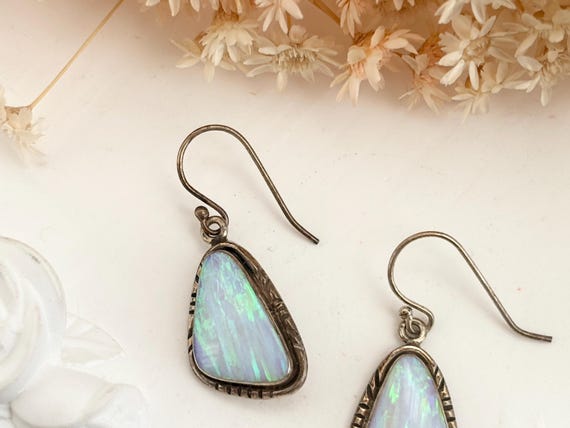 Opal Accented Triangular Sterling Silver 925 Mini… - image 3