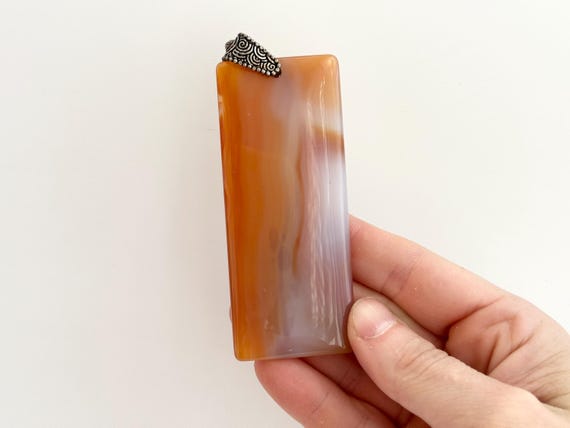 Carnelian Agate Stone Rectangular Geometric Shape… - image 5