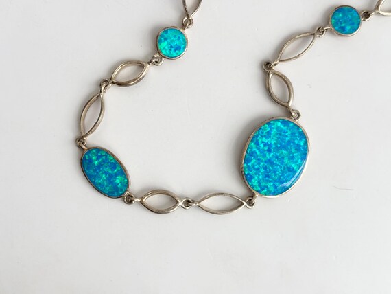 Blue Opal Gemstone Multi Sectioned Solid Sterling… - image 7