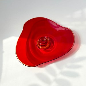 Viking Glass Co. Epic Ruby Red Hand Blown Triangular Candle Holder
