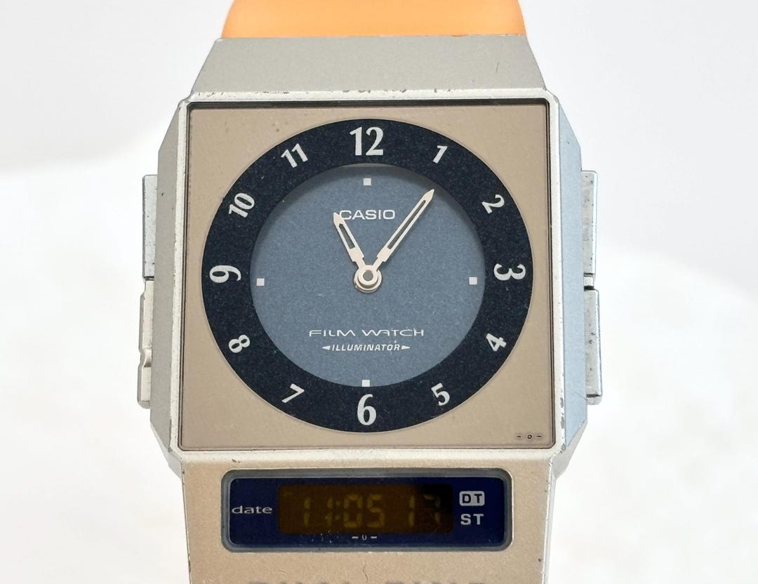CASIO FS-01 2324 Orange & Blue Illuminator Analog / Digital  display picture 3
