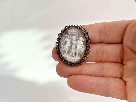 Rare Cameo Three Dancing Graces Carved Shell Came… - image 5