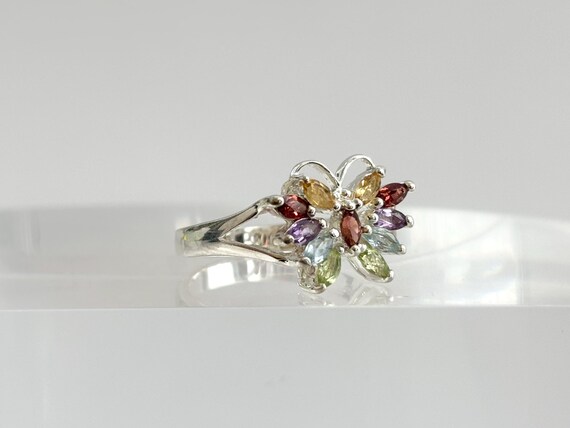 Butterfly Figural Rainbow Gemstone Split Shank St… - image 16