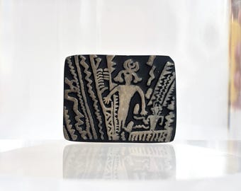 Alice Seely Silver Pewter New Mexico Made Tribal Petroglyph Style