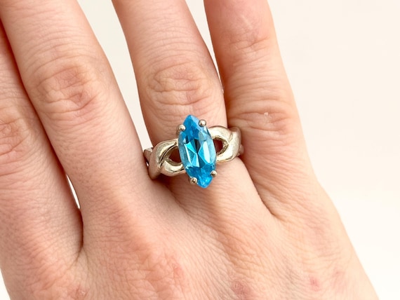 Marquise Cut Blue Topaz Solitaire Vintage Gemstone Braided Shank ...