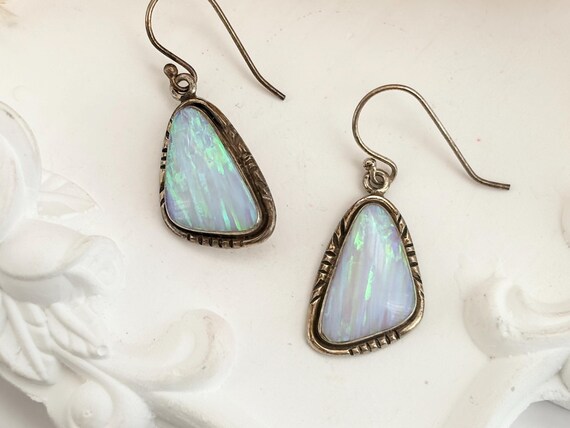 Opal Accented Triangular Sterling Silver 925 Mini… - image 2