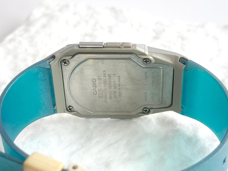 RARE Casio FS-01 2321 PELA Series Blue Film Illuminator Analog / Digital Dual Time Japanese Retro 90's Film Watch image 7