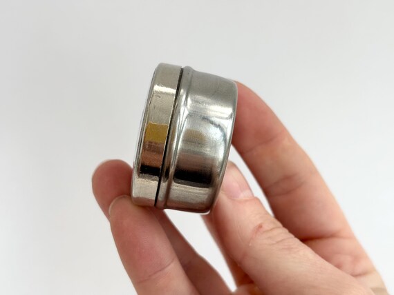 Unity White Enamel Vintage Circular Tiny Silver T… - image 3