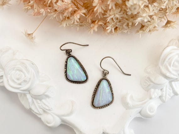 Opal Accented Triangular Sterling Silver 925 Mini… - image 12