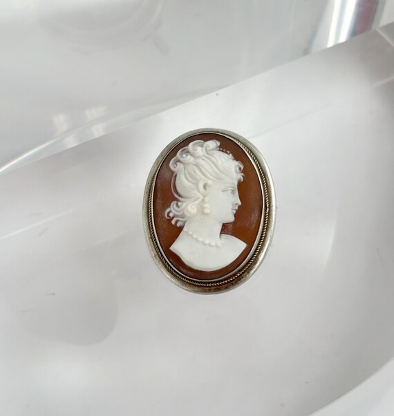 Cameo Hand Carved Vintage 800 Silver Brooch Pin - image 7