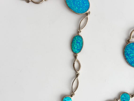 Blue Opal Gemstone Multi Sectioned Solid Sterling… - image 6