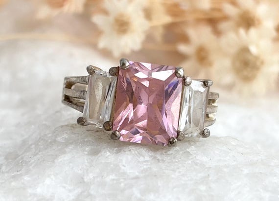 Pink Quartz Multi Gemstone Split Split 925 Sterli… - image 1