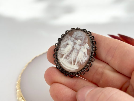 Rare Cameo Three Dancing Graces Carved Shell Came… - image 7