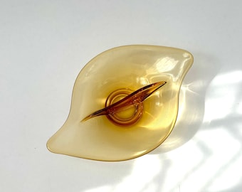 MCM Vintage Amber Viking Glass Divided Candy Dish Bowl