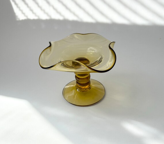 バイキングガラス アンバー台座コンポート皿 - Etsy 日本