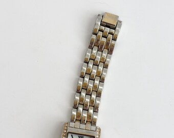 Liz Clairborne Silver Toned LIZ32SG Rhinestone Framed Quartz