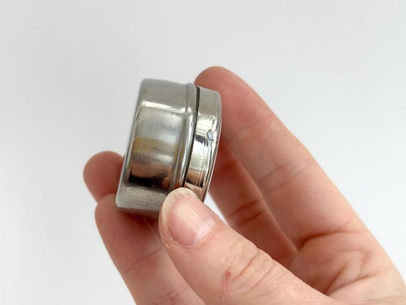 Unity White Enamel Vintage Circular Tiny Silver T… - image 5