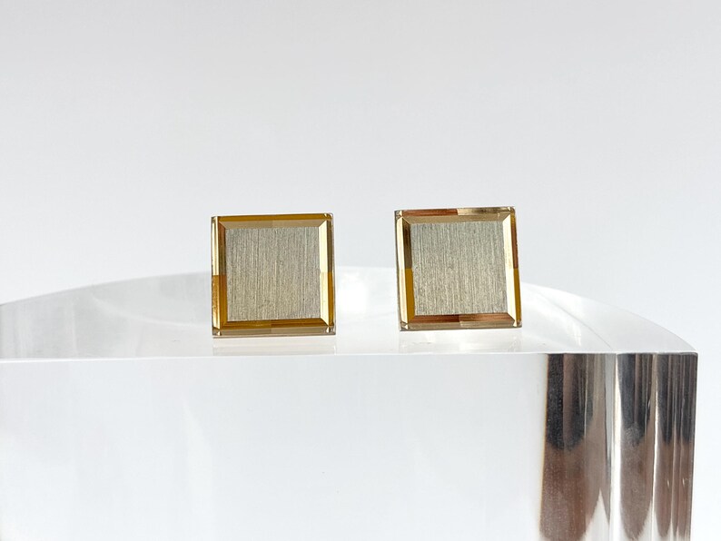 Rectangular Art Deco Inspired Textured 80's Style Retro Gold Toned ...