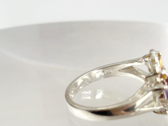 Butterfly Figural Rainbow Gemstone Split Shank St… - image 9