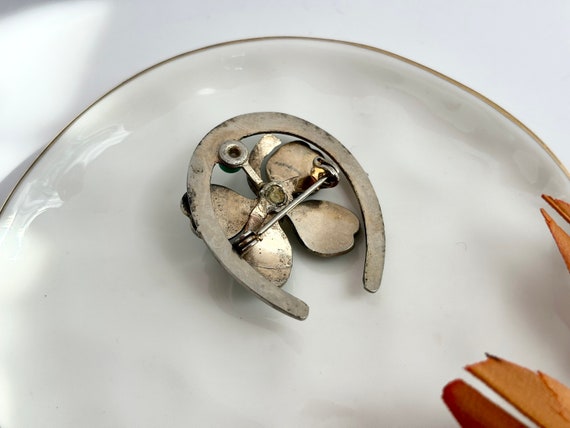 Vintage Silver Tone 4 Leaf Clover Brooch Pin - image 4