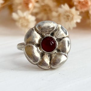RARE Georg Jensen Designer Signed Carnelian Accented Floral
