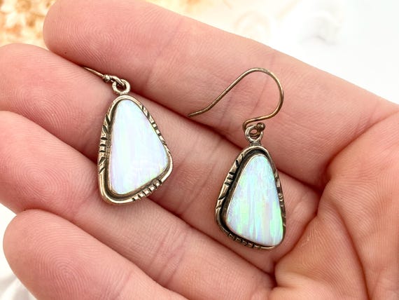 Opal Accented Triangular Sterling Silver 925 Mini… - image 9