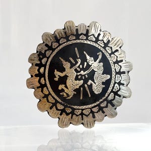 Mekkala, Goddess of Lightening & Ramasoon Siam Sterling Silver 925 Ornate Thai Made Nielloware Pendant