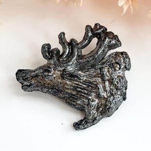 Stag Large Deer Figural Textured Silver Toned Vintage Lapel Pin | Brooch