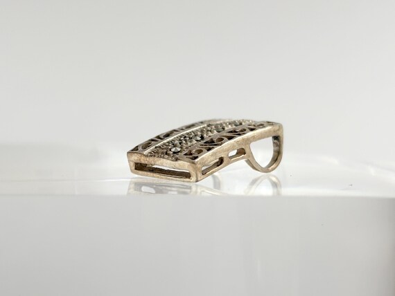 Art Deco Rectangular Marcasite Accented Cutout De… - image 9