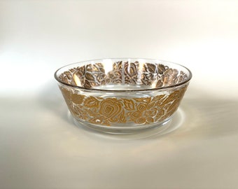 Rare George Briard Floral Glass Decorative Vintage Fruit Bowl