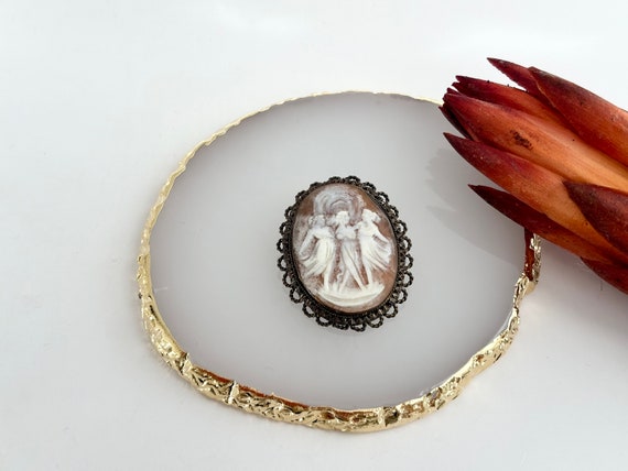 Rare Cameo Three Dancing Graces Carved Shell Came… - image 3