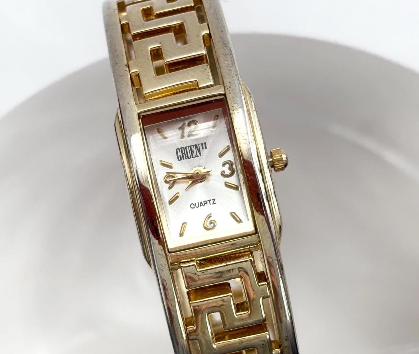 Gold Toned Hinged Bangle Gruen Women display picture 2