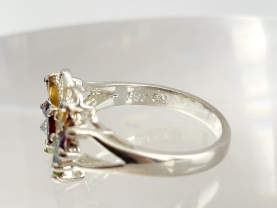 Butterfly Figural Rainbow Gemstone Split Shank St… - image 8