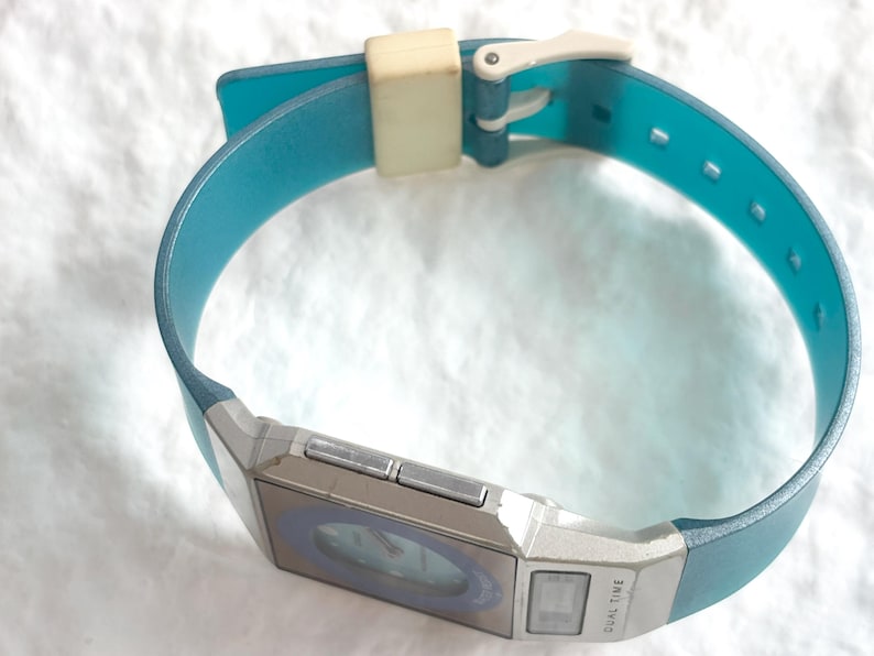 RARE Casio FS-01 2321 PELA Series Blue Film Illuminator Analog / Digital Dual Time Japanese Retro 90's Film Watch image 6