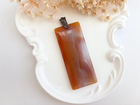 Carnelian Agate Stone Rectangular Geometric Shape… - image 4
