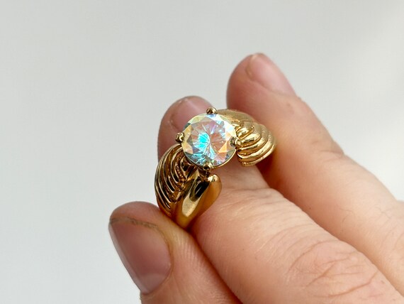 【agete】gold color ring vintage silver Agate - ring - ring