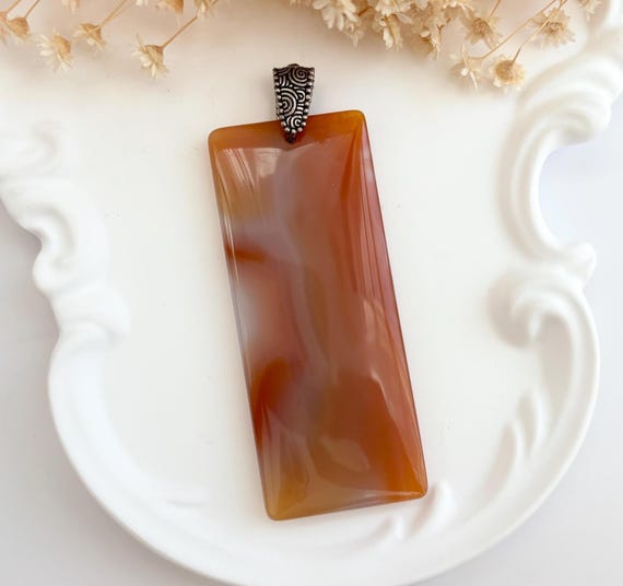 Carnelian Agate Stone Rectangular Geometric Shape… - image 1